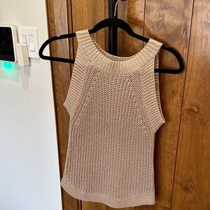 Beige Knit Sleeveless Top